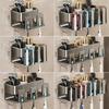Aluminum Toothbrush Rack Punch-Free Wall-Mounted Toothbrush Cup Holder Bathroom Multifunctional Toothpaste Razor Shelf Organizer