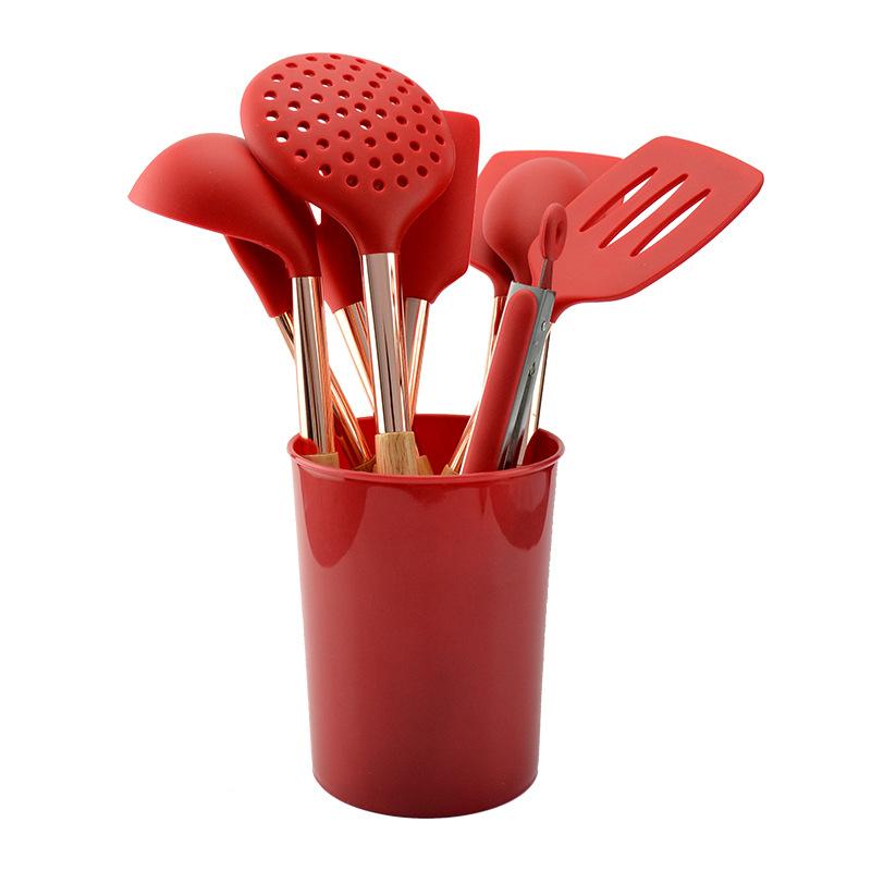 11 шт., набор силиконовых кухонных принадлежностей, антипригарная лопатка, лопатка, деревянная ручка, набор кухонных инструментов с коробкой для хранения, кухня