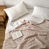Coperta estiva a righe in 100% cotone per letto, morbida trapunta per letto matrimoniale adatta alla pelle, trapunta sottile traspirante per aria condizionata estiva