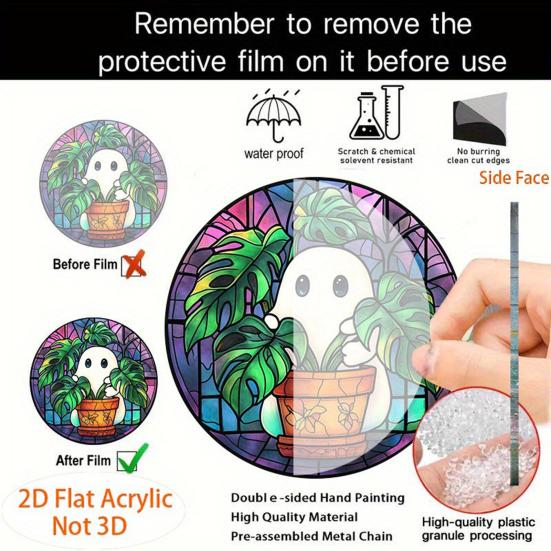 Ghost Sun Catcher Acrylic Bright Color Lampshade Pendant Halloween Party