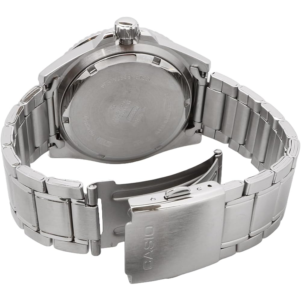 Casio Standard Analog Sports Watch 20 Bar Water Resistant Men's Black Bezel Metal Band