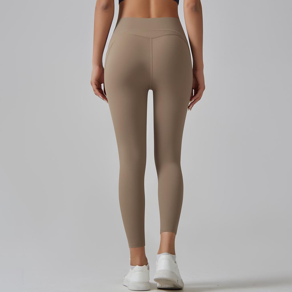 High-waisted Nude-feeling Yoga Pants for Women, Quick-dry, Tight-fitting, with Pockets, Suitable for Running and Yoga