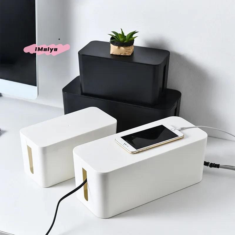 M-Simple Large Capacity Wire Management Box Dustproof Desktop Organizer for Power Strips Chargers Cables Data Line Storage Case