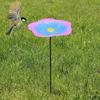 Flower Bird Bath Iron Bird Feeder Tray with Stake Outdoor Water Feeder Flower Bird Bath Bowl for Garden Decoration Bird Lovers Gift
