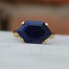 Hexagon Raw Blue Sapphire Gemstone 925 Sterling Silver Yellow Gold Plated Ring Jewelry