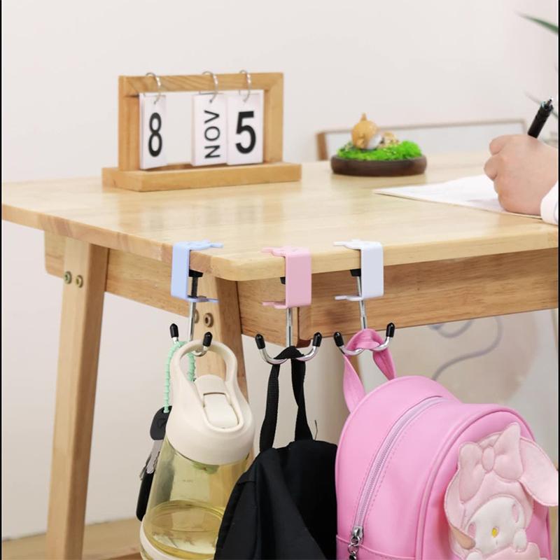 Cute Rabbit Desk Bag Hook Table Side Hanging Hook Adjustable Storage Hooks Headphone Backpack Desk Hanger Punch-Free