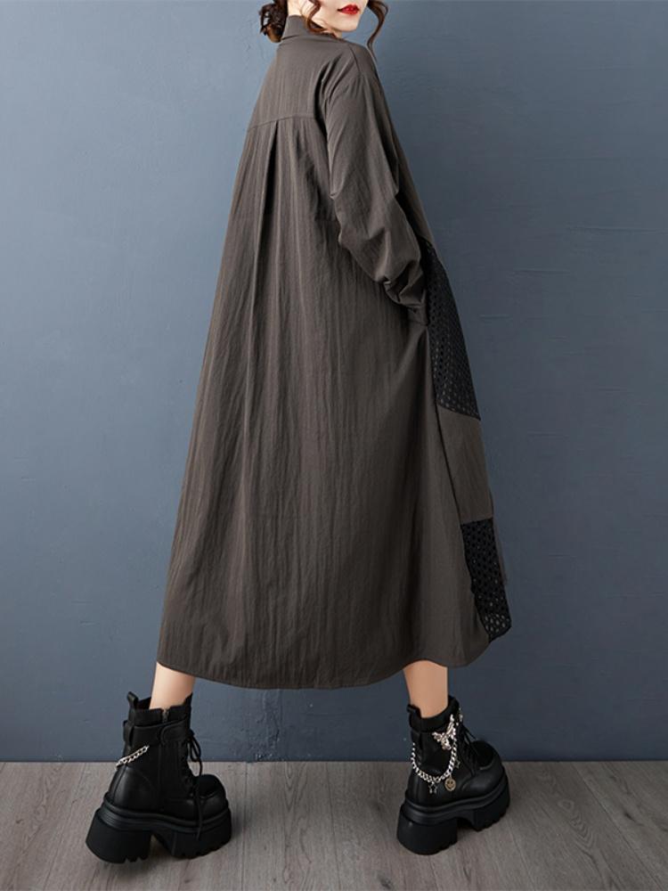 Long sleeve Plus size cotton vintage new in dresses for women casual loose Spring autumn shirt dress