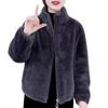 Women Winter Coat Thick Faux Fur Turn-down Collar Short Type Zip-up Cardigan Long Sleeves Cold-proof Outerwear School Outdoor Jacket