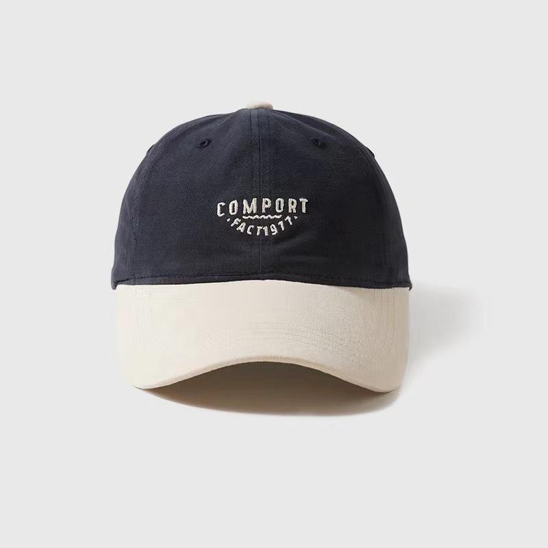 Retro Street Kontrast Bestickte Buchstaben Baseballkappe Damen Großer Kopfumfang Zeigt Gesicht Klein Entenkappe Sonnenschutz