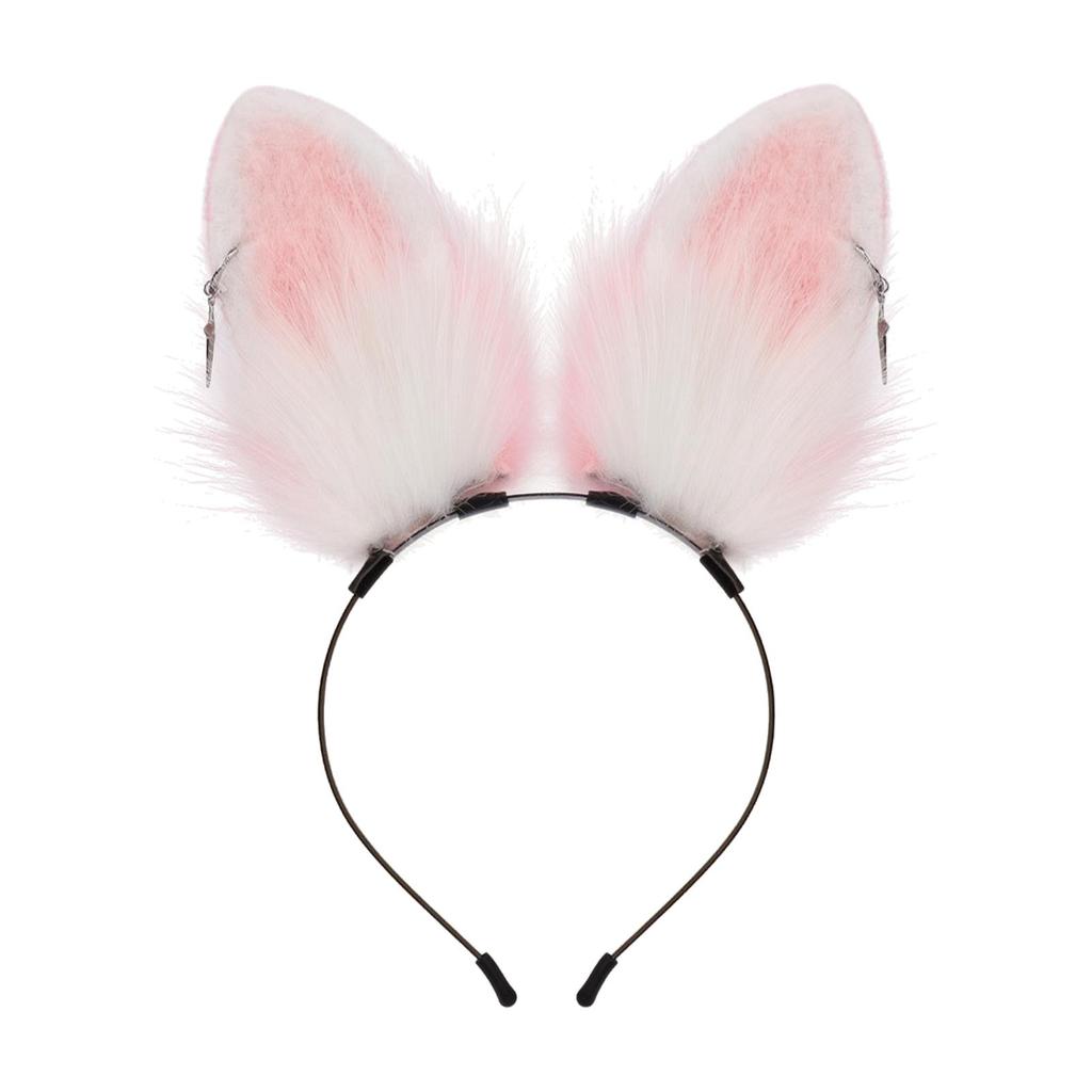 Bunny Ear Headband with Charms Plush Rabbit Costume Furry One Size