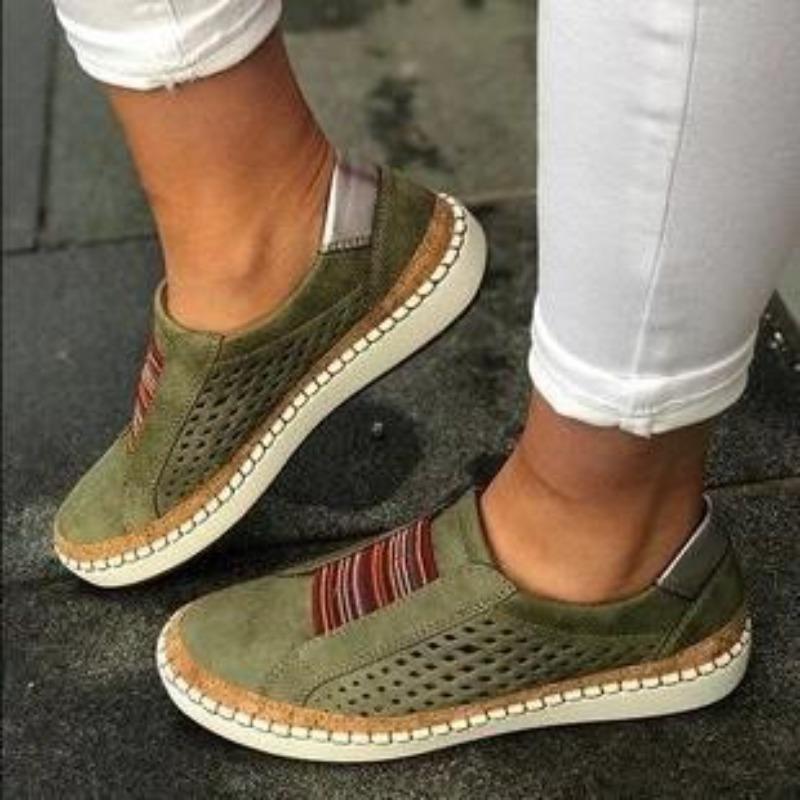 Large Size Women's Shoes Flat Bottom Color Matching Loafers Women's Platform Casual Shoes Sports Style One Pedal Single Shoes Women