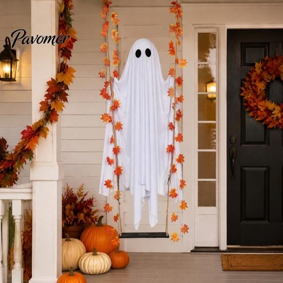 Waterproof Patio Tree Hanging Props Swinging Ghost Halloween Decoration for Outdoor Garden Yard, Weighted Fabric Flying on A Large Decorations