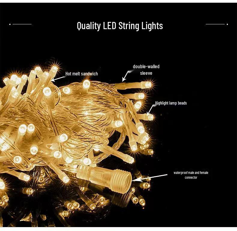 24V US Standard Flashing Color String Lights for Outdoor Trees and Balconies - Starry Festival Decoration, Low Voltage