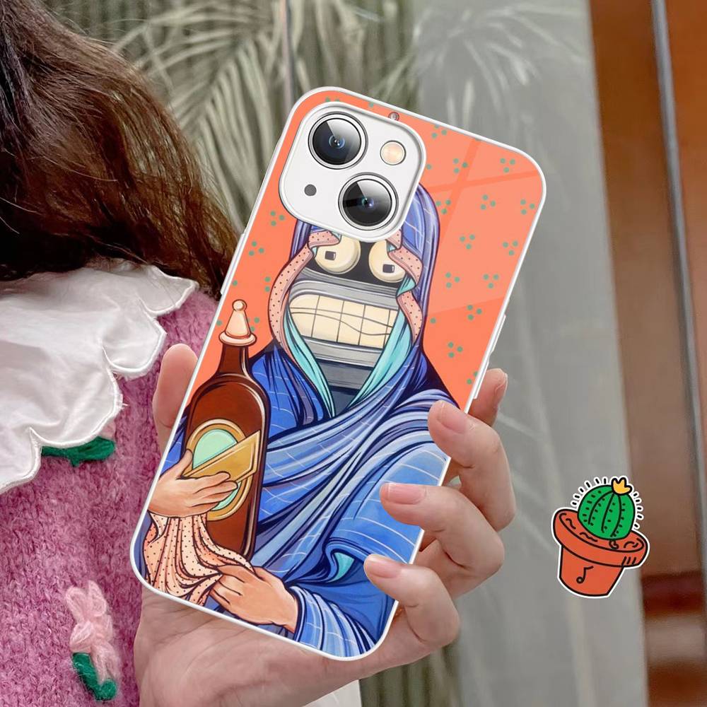 Funny Robot B-Benders Phone Case Tempered Glass For Iphone 14 13 12 11 Pro Mini XS MAX 14Plus X XS XR Fundas