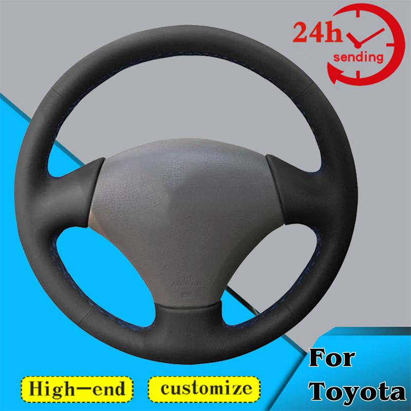 

Оплетка рулевого колеса автомобиля на заказ, 100% подходит для Toyota Vios Corolla 2000-2004 Mark 2 Lexus GS43 Авто Интерьер Black Thread