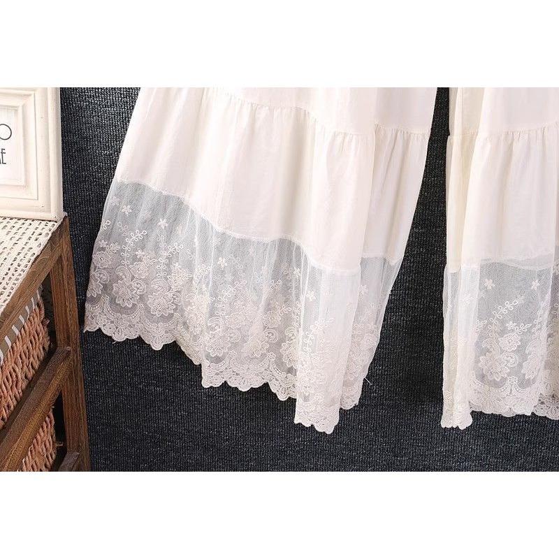 Sweet and Fresh Cropped Pants In Spring and Summer, Loose Oversized Embroidered Patchwork Lace Solid Color Micro Flared Pants