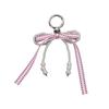 Minimalist Sweet Girl Style Handmade Beaded Faux Pearl Multicolor Ribbon Bow Keychain Charm