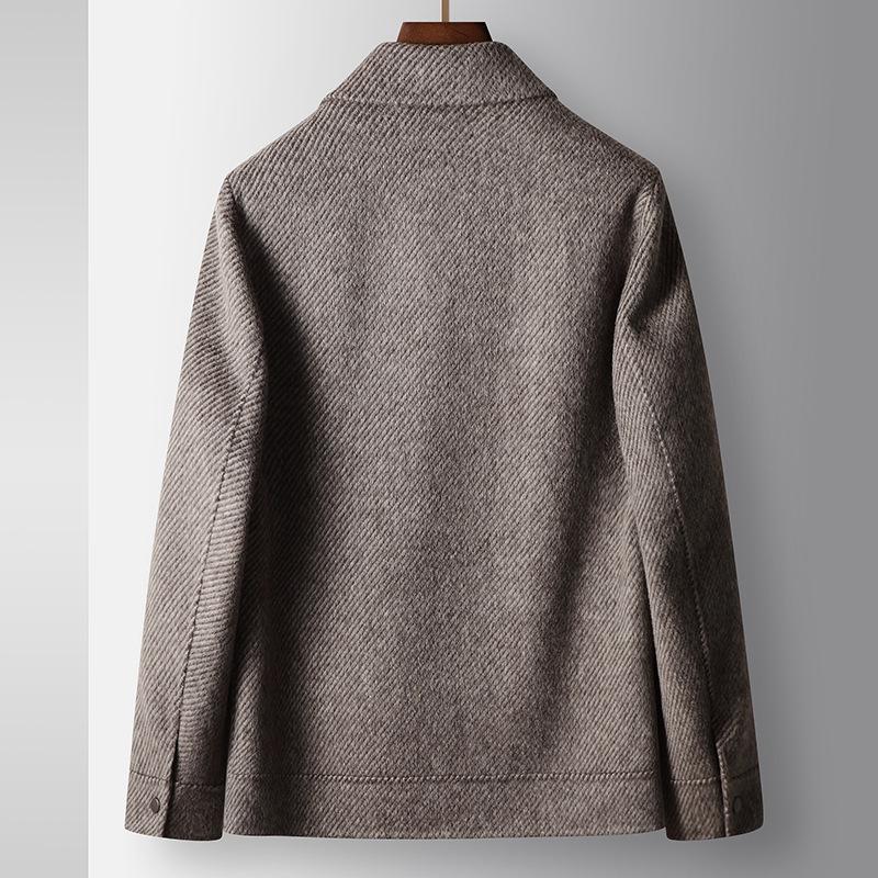 Men's Woolen Jacket Autumn and Winter Lapel Tooling Version Light Luxury Business Double-sided Woolen Warm Casual Youth Jacket Tide