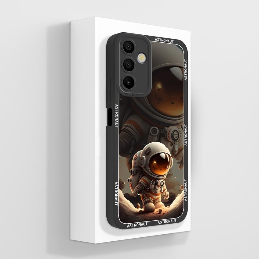 For Samsung Galaxy A15 A16 A14 M15 M16 F13 F15 Cover Case Cute Cartoon Astronaut Pattern Liquid Silicone Anti Drop Protective Shell For Samsung Casing