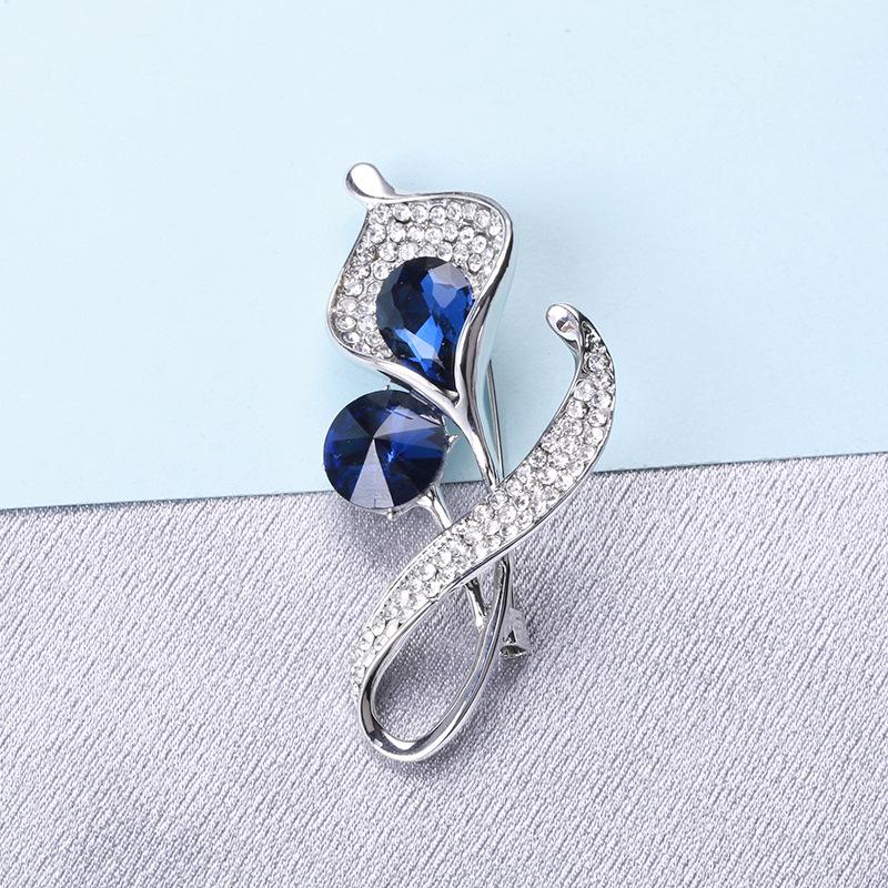 Crystal Calla Lily Brooch Women'S Coat Pin Light Luxury Style Suit Sweater Accessories