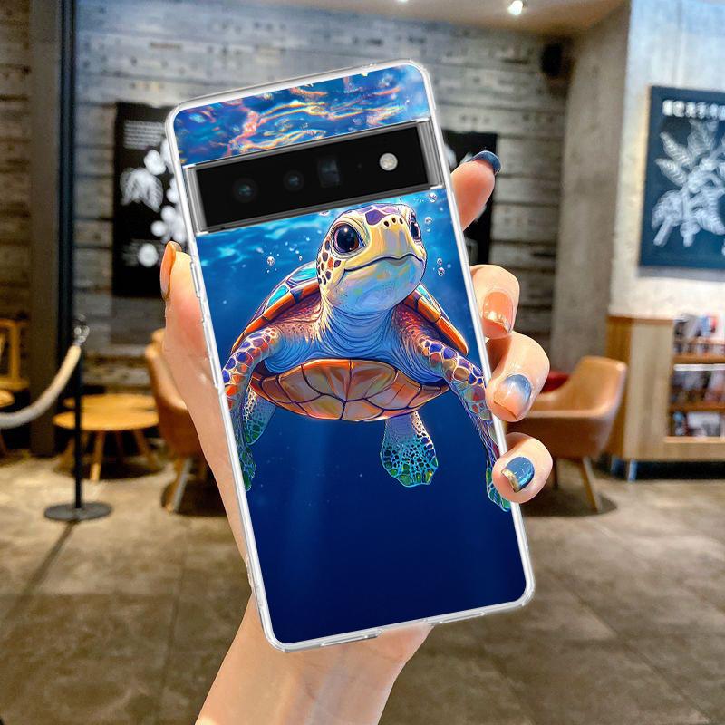 Etui Pokrowiec na Telefon dla Google Pixel 9 8 7 6 5 4 4XL 7A 6A 5A 4A 3A Pro XL Przezroczyste Miękkie Powłoka TPU Ocean Słodki Delfin Żółw Morska