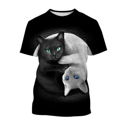 Sommermode Heißverkaufendes Lustiges Tier Katze Grafik T-Shirt Herren Lustiges Hip Hop Harajuku Bedrucktes T-Shirt