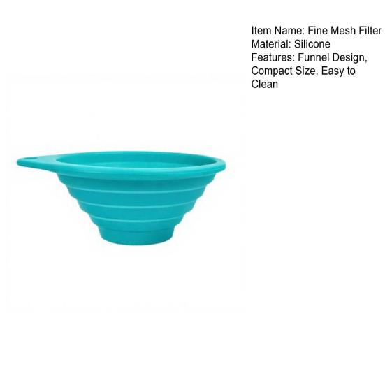 1/2Pcs Fine Mesh Filter Funnel Collapsible Silicone Funnel with 40 Mesh Stainless Steel