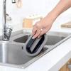 Reusable Emery Sponge Wipe With Handle Rust Grinding Brush  Kitchen Pot Cleaning Tool