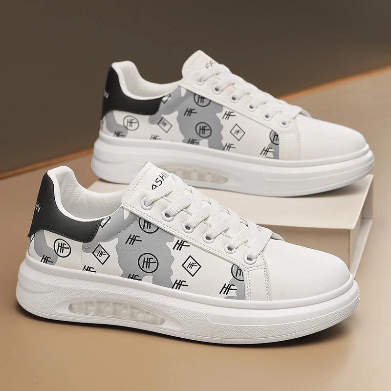2024 New Men's Shoes Trend Fashion Versatile Thick Sole Comfortable Small White Board Shoes Casual Sports Trendy Shoes Size39-44