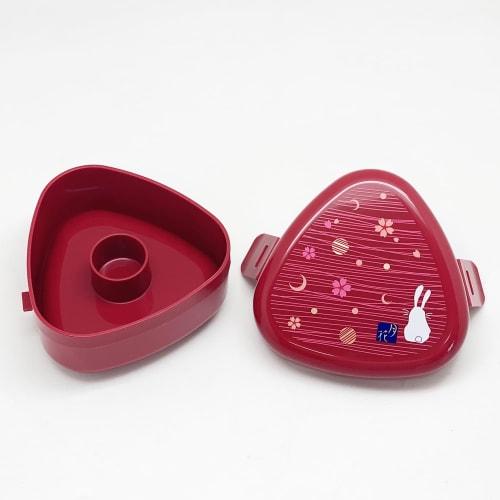 OSK Onigirazu Rice Ball Case (Red), 290ml, with Pressing Mold, Microwave Safe, Antibacterial, Cute, Stylish, Biomass-Based, Eco-Friendly, Perfect for