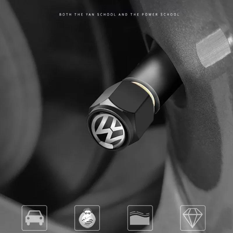 VW New 4 pcs Metal Car Wheel Valve Caps Stem Covers for VW Volkswagen Golf Polo Passat Tiguan Touran Jetta Accessories