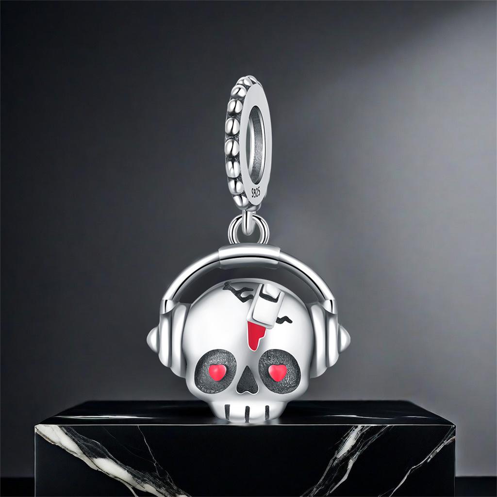 Copper Punk Vintage Skull Charm Bead Headset Pendant Fit Original Fine Diy Bracelet Jewelry Making Fine Gifts