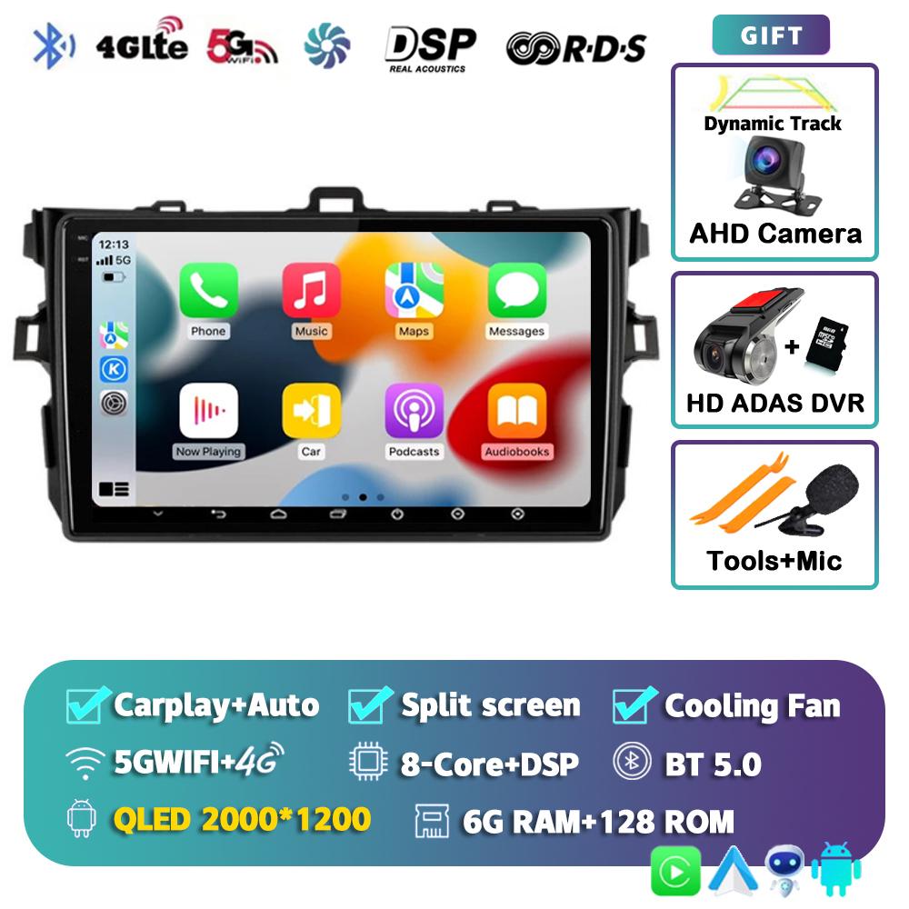 Android 14 Carplay 2din Car Radio For Toyota Corolla E140/150 2007 2008 2009 2010 2011 2012 2013 4G GPS Multimedia Player Stereo