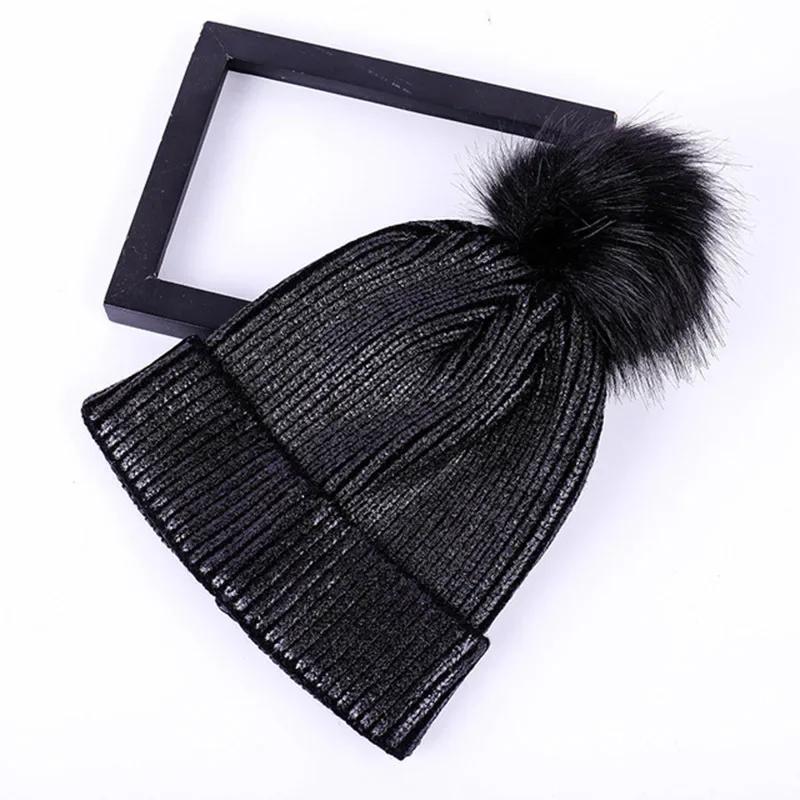 Hot Gold Silver Beanies Woolen Hat Female Autumn Winter Students Warm Woolen Knit Hat Reflective Beanies