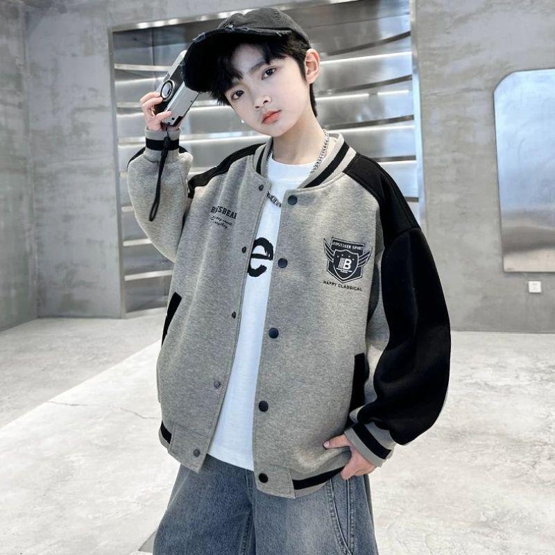 Jungen Frühling und Herbst Sport Baseball Uniform Jacke Frühling und Herbst Große Kinder Westlicher Stil Cool und Gutaussehend Lässiges Oberteil