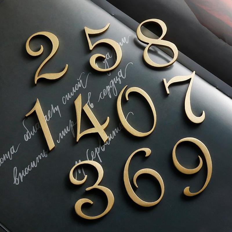0-9 Acrylic Self Adhesive House Number Sticker Frosted Silver Gold Color Doorplate Home Door Plaque Numbers Sign New
