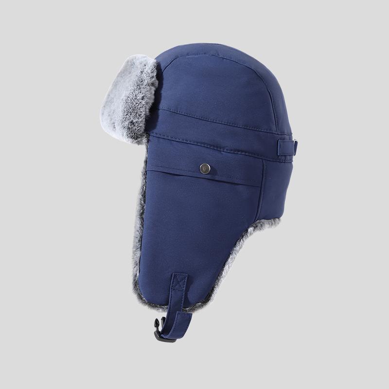 Cold Winter Casual Men Plush Lining Russian Ski Snowboarding Warm Hat with Earmuffs