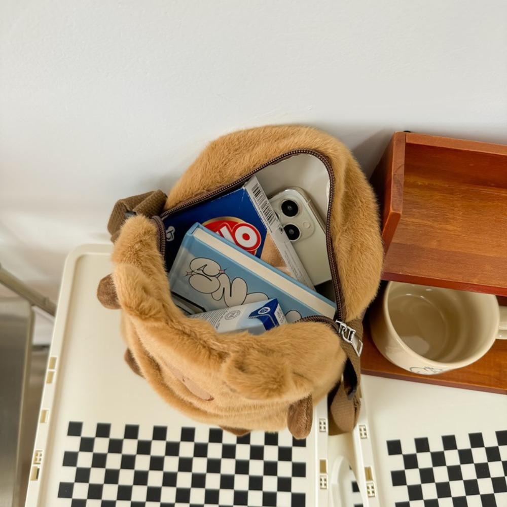 Large Capacity Panda Capybara 2 in 1 Backpack Animal Plush Capybara Chest Bag  School