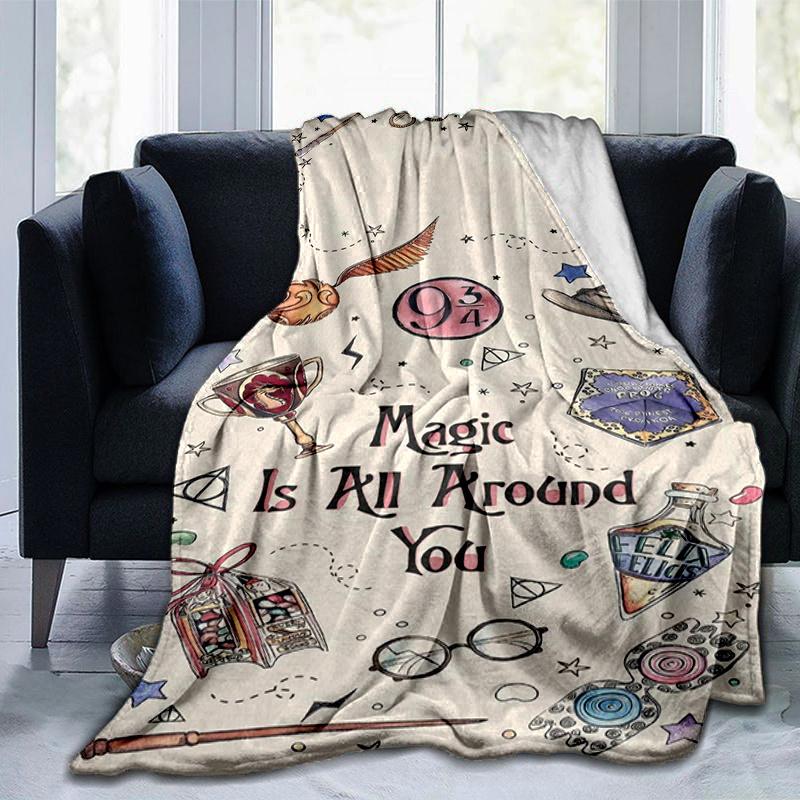 Harry Potter Magic Wand Poster: Enchanted Hogwarts DecorPrint Blanket, Soft Blanket For Sofa Office Bed And Travelling Daughter Birthday Gif