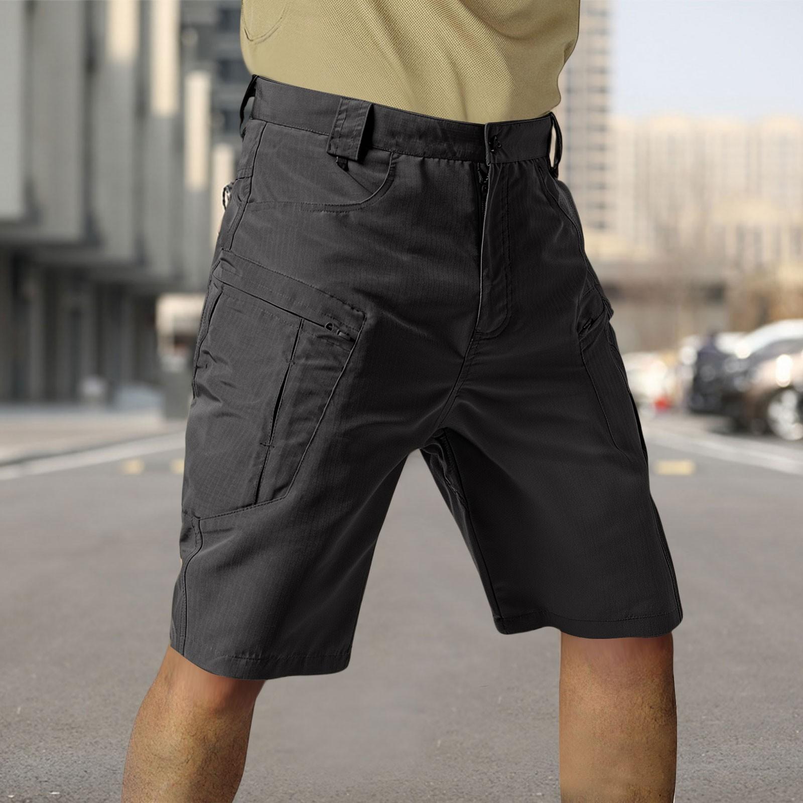

Men s Ripstop Utility Cargo Shorts - Multi-Pocket, Abrasion-Resistant, Breathable - Hiking, Camping, Construction M чорний