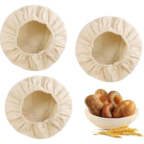 Bread Proofing Basket Cloth Liners, 3 Pcs 10 Inch Round Bread Proofing Cover, Reble Sourdough Bread Baking Supplies-Proofing Linen Cloth for