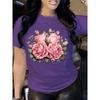 Women's Summer Personalized Rose 3D Printed Short Sleeved Round Neck Summer T-shirt