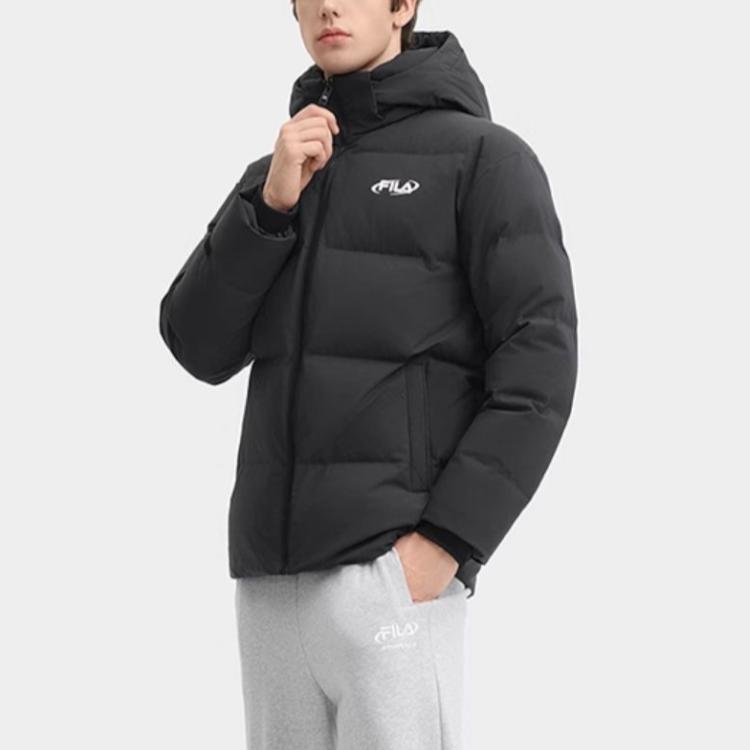 Fila Original Fashion Casual Versatile Detachable Hood Warm Down Jacket Men Jacket Black F11U449902FBK
