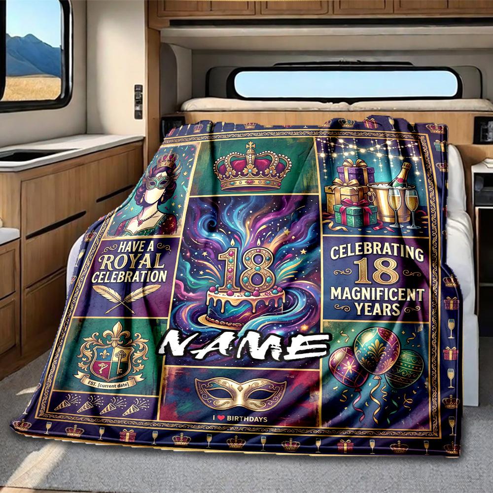 Royal Celebration Rv Customize Your Name Blanket Soft Cozy Lightweight Allseason Multipurpose Blanket For Travel Camping Picnics Sofas Rvs Beds Living