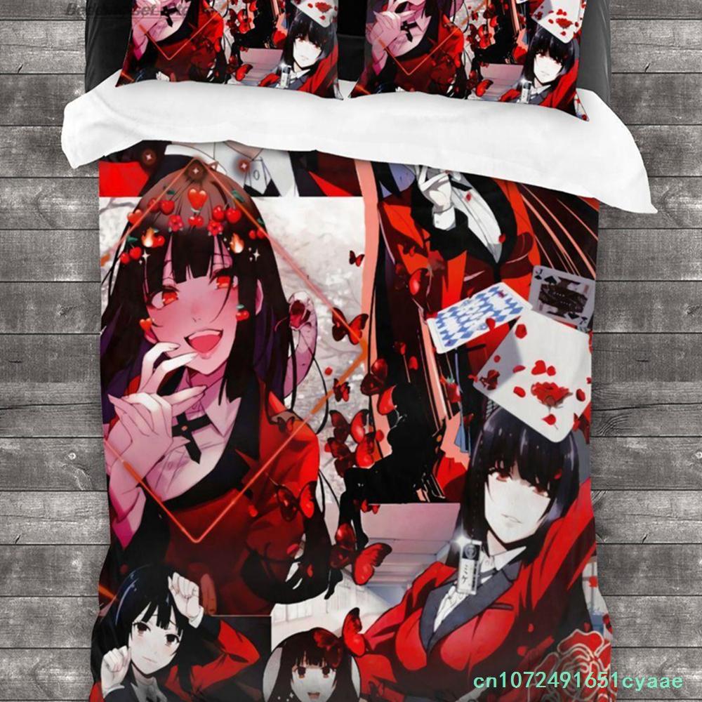 Kakegurui Yumeko Bedding Set Single Twin Full Queen King Size Bed Set Aldult Kid Bedroom Duvetcover Sets Print Luxus Bettbezug