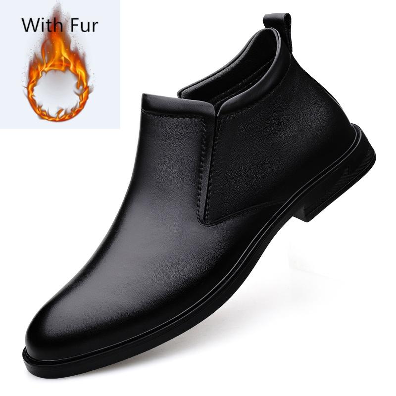 

Men Winter Shoes Warm Comfortable Fashion Genuine Leather Snow Boots Men s Warm Boots 38