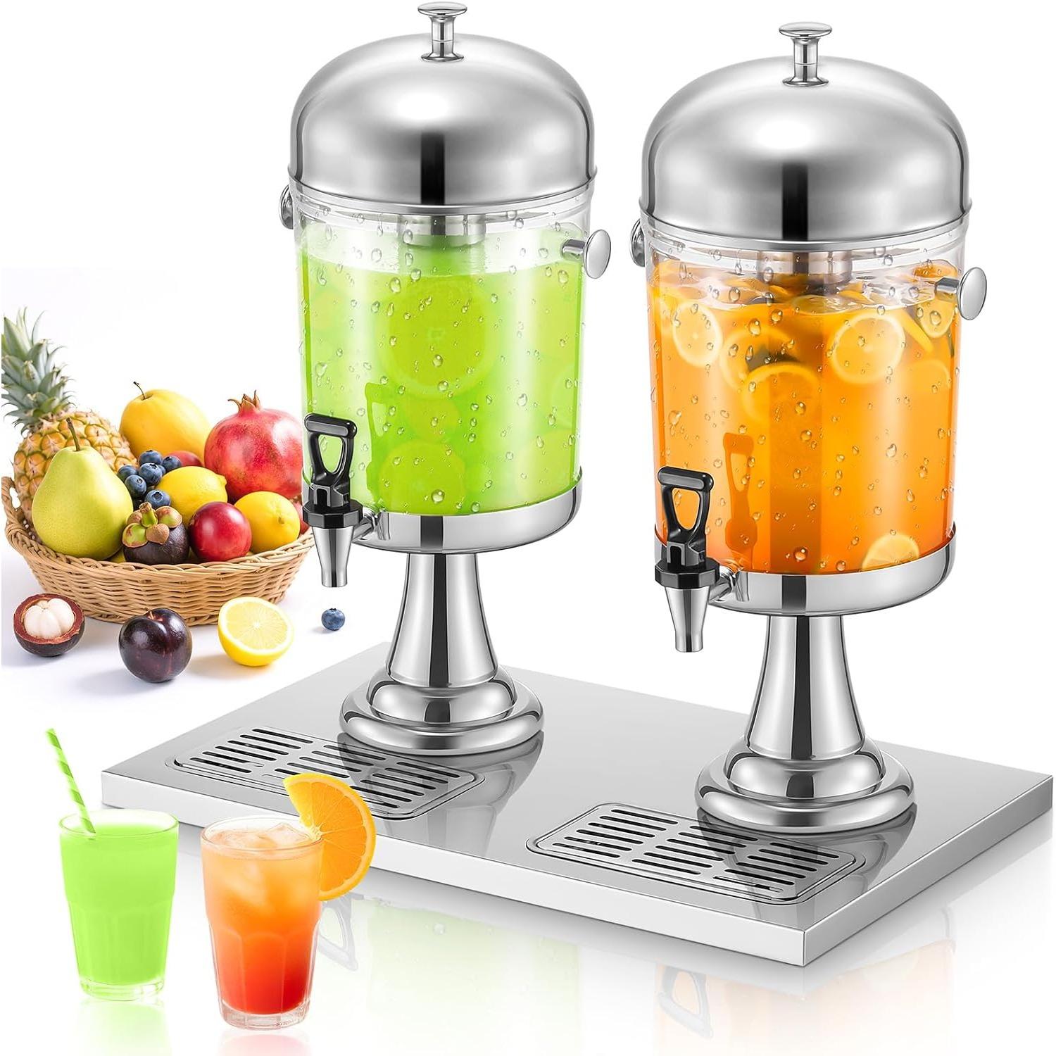 Drink Dispensers for Parties, 4.4 Gallon Beverage Dispenser with Stand & Ice Core, Stainless Steel Beverage Dispenser, Commercial Hot Cold Juice серебряный