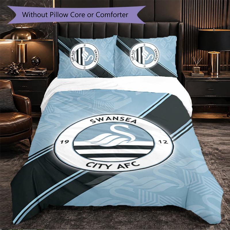 Biancheria da letto a tema Swansea City Set 3 Pezzi Copripiumino Biancheria da letto Decorativa Per Stanza Adolescenti Decorazione Casa