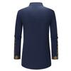 Camisa masculina primavera outono estilo étnico gola alta botões decote manga comprida pulôver tops estampa frente costas baixas camisa alta