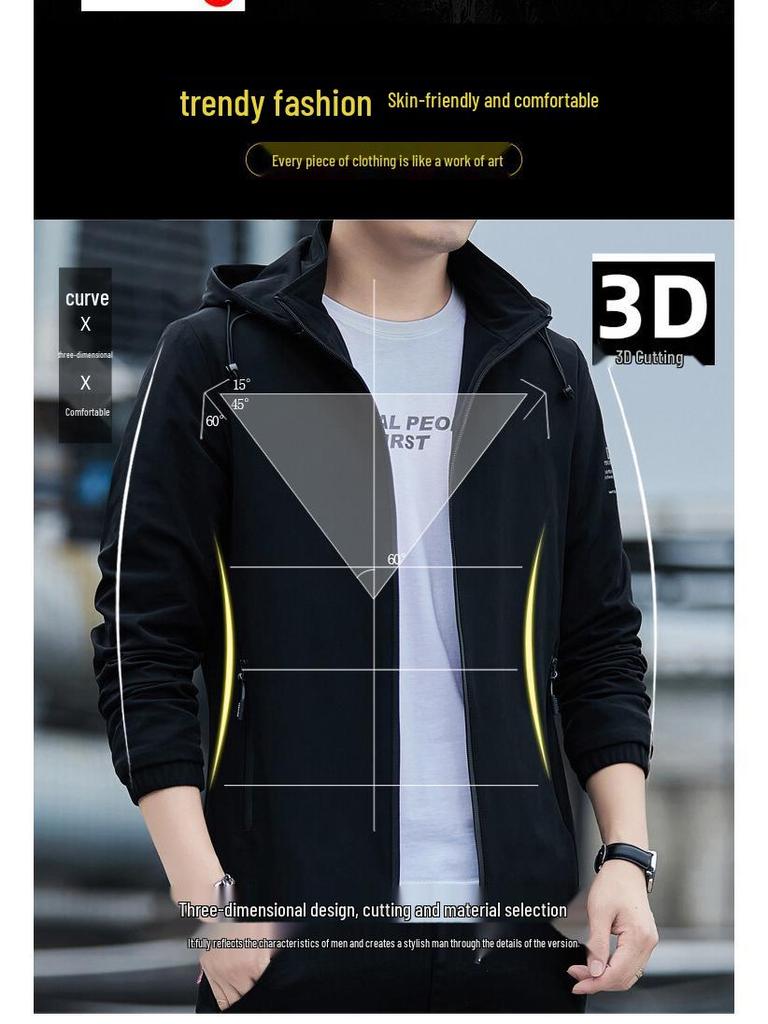 2024 Men's Trendy Hooded Jacket: Spring/Autumn Casual Sports Fashion